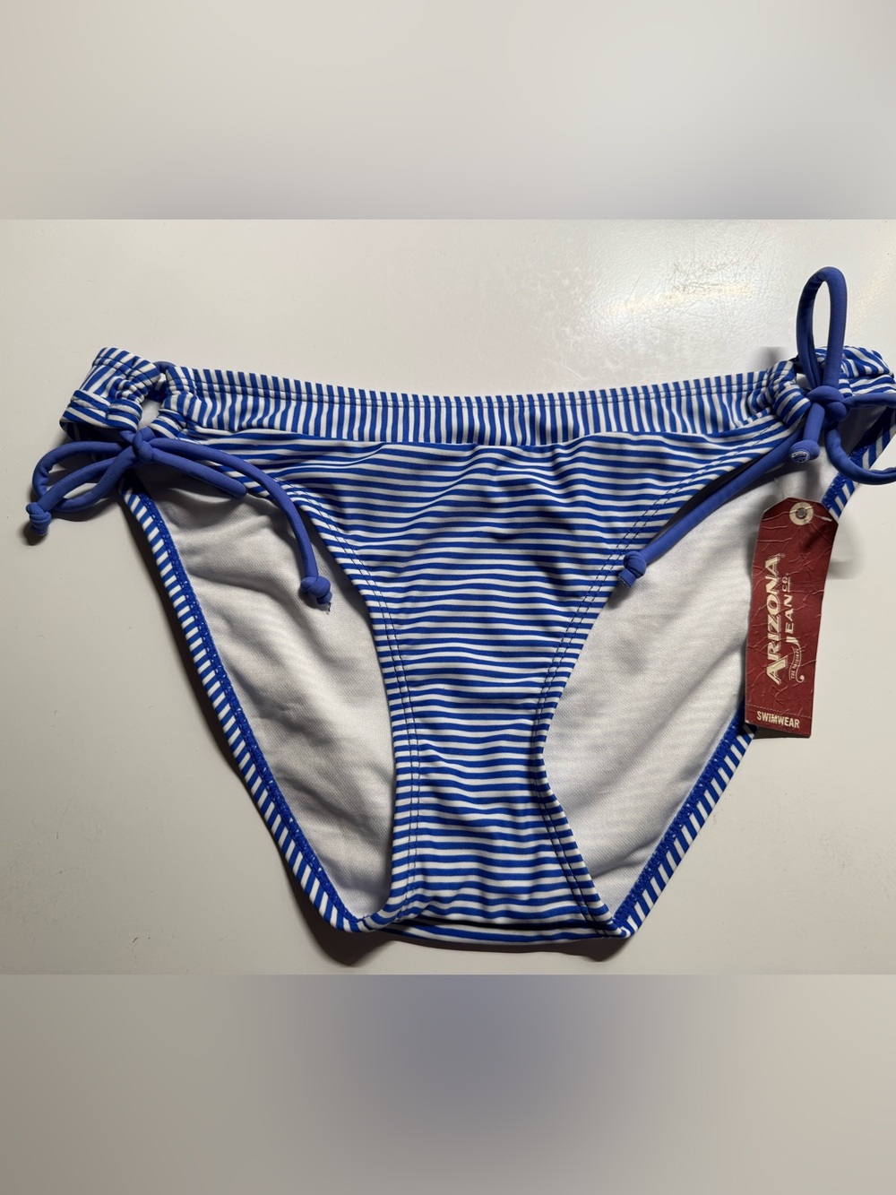 Arizona jeans Blue and White Striped Bikini Bottom